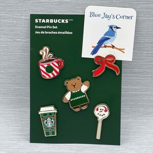 Starbucks Bearista Pin Set Enamel 2025 Christmas Release 5-off Pins